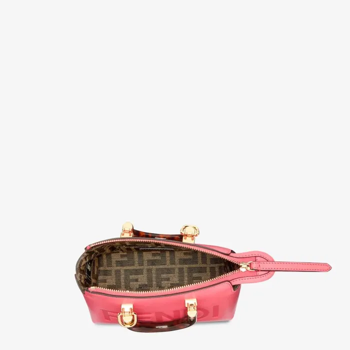 Woman Pink Leather Small Boston Bag Pink Fendi Mini Bags