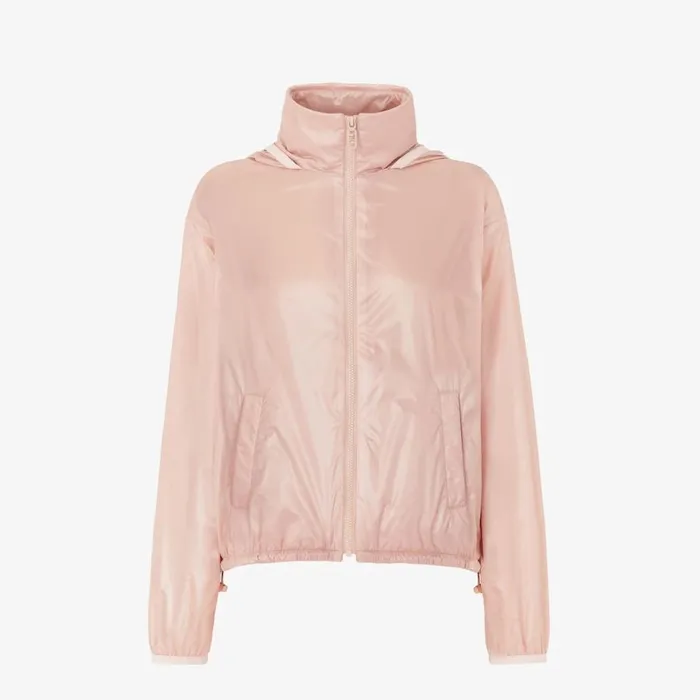 Woman Pink Nylon Windbreaker Pink Fendi Coats and Outerwear