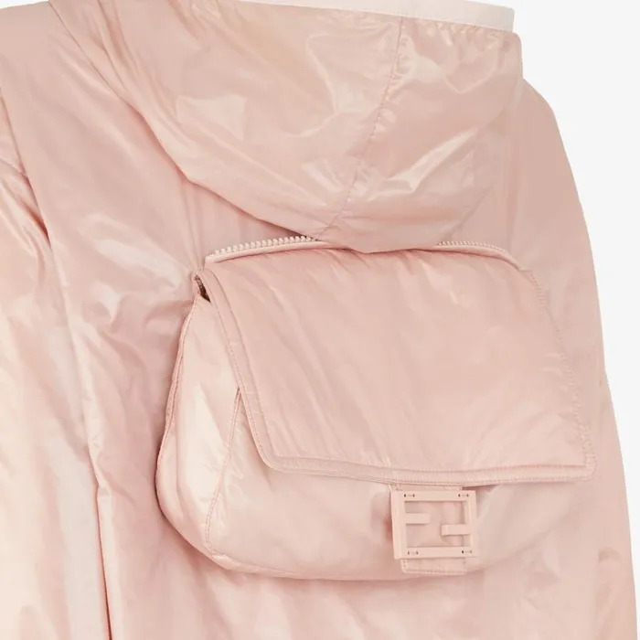 Woman Pink Nylon Windbreaker Pink Fendi Coats and Outerwear
