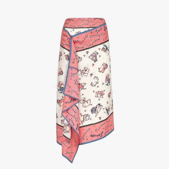 Woman Pink Silk Skirt Pink Fendi Skirts