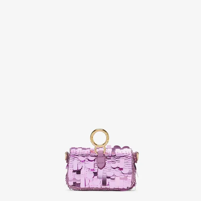 Woman Purple Sequin Charm Purple Fendi Miniature Bags