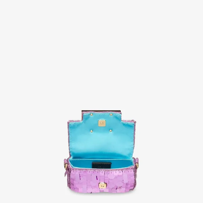 Woman Purple Sequin Charm Purple Fendi Miniature Bags