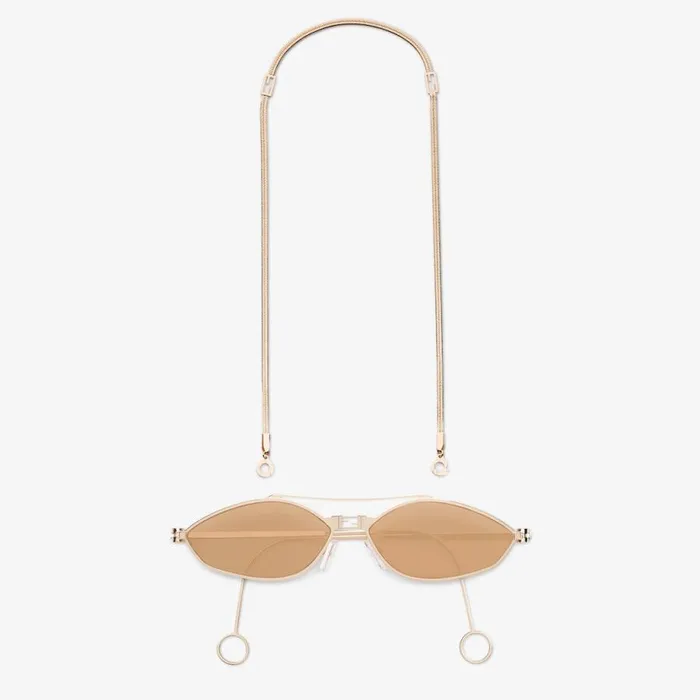 Woman RoseGoldColoured Metal Sunglasses Silver Fendi Sunglasses