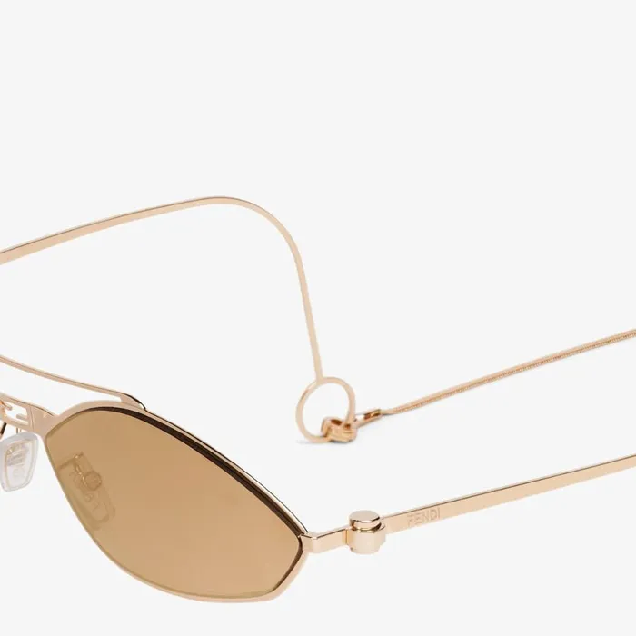 Woman RoseGoldColoured Metal Sunglasses Silver Fendi Sunglasses