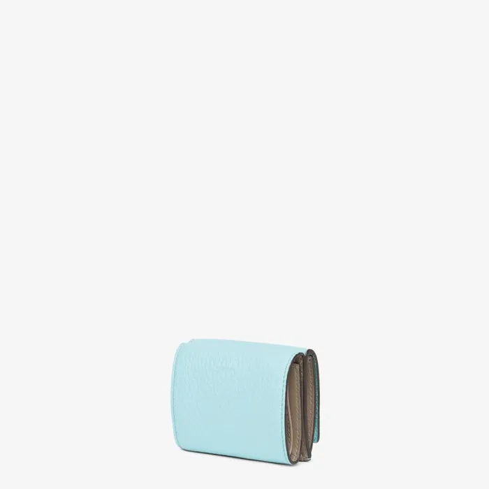 Woman Turquoise Leather Wallet Light Blue Fendi Wallets