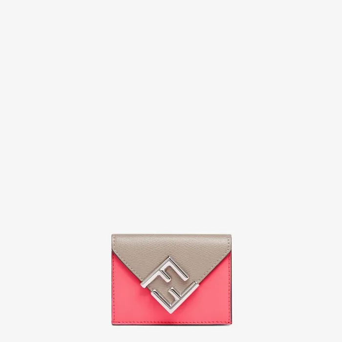 Woman TwoTone Pink And Dove Grey Leather Wallet Pink Fendi Wallets