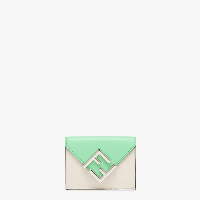 Woman TwoTone White And Green Leather Wallet White Fendi Wallets