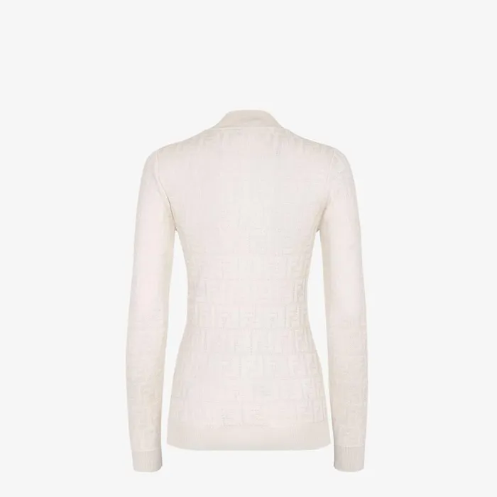Woman White Fabric Jumper White Fendi Tops and Shirts