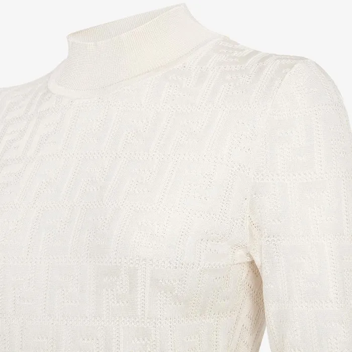 Woman White Fabric Jumper White Fendi Tops and Shirts