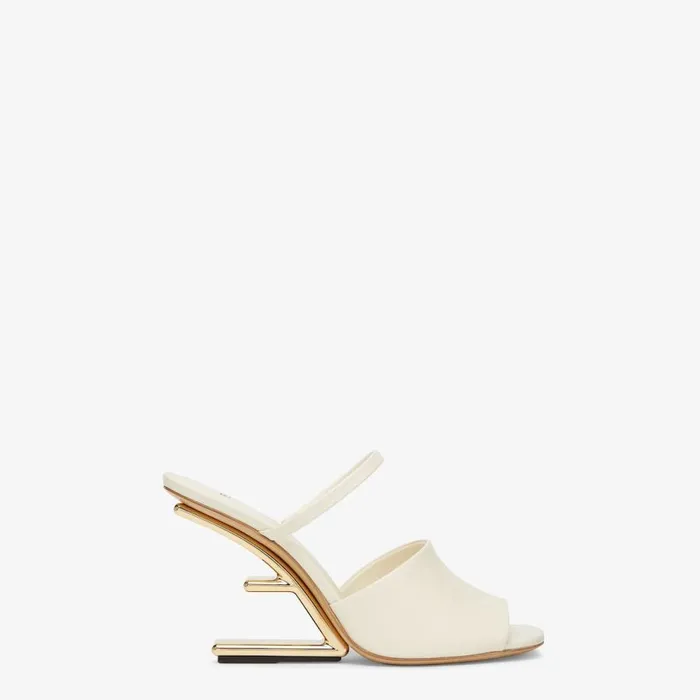 Woman White Leather HighHeeled Sandals White Fendi Fendi First