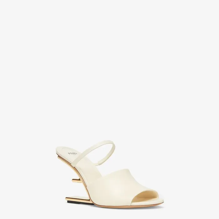 Woman White Leather HighHeeled Sandals White Fendi Fendi First