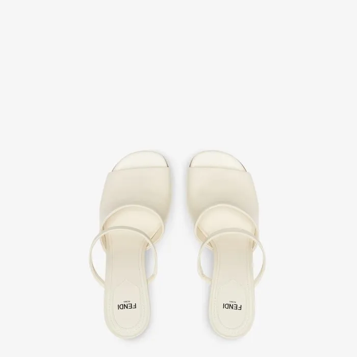 Woman White Leather HighHeeled Sandals White Fendi Fendi First