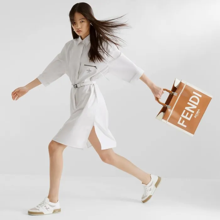 Woman White Mesh Low Tops White Fendi Sneakers