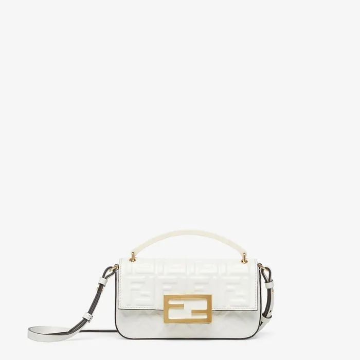 Woman White Nappa Leather Pouch White Fendi Mini Bags