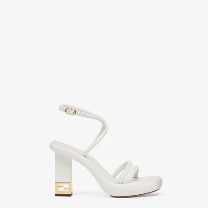 Woman White Nappa Leather Sandals White Fendi Sandals