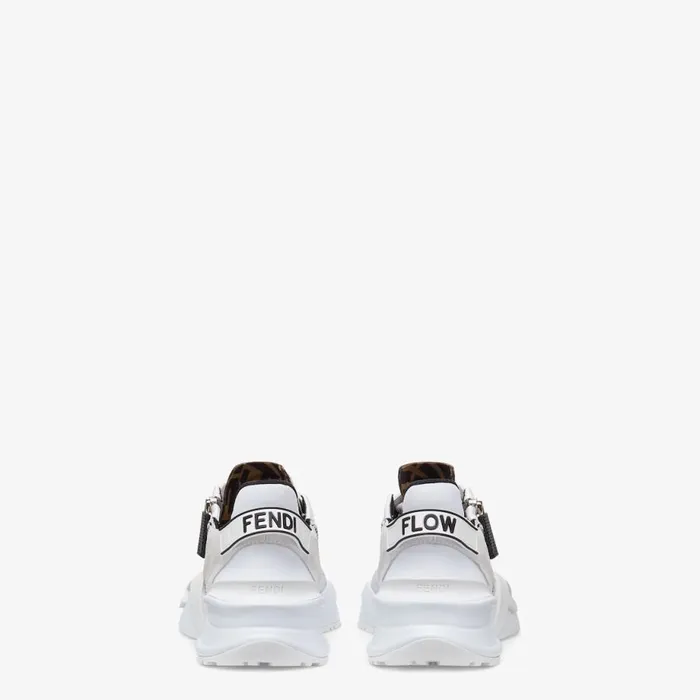 Woman White Nylon And Suede Low Tops White Fendi Sneakers