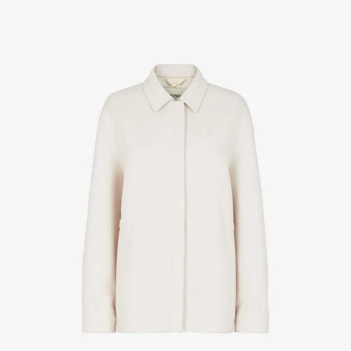 Woman White Wool Jacket White Fendi Coats and Outerwear