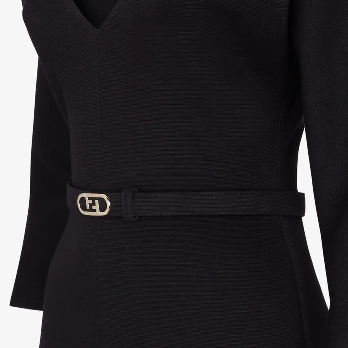 Woman Wool Jersey Dress Black Fendi Dresses and Jumpsuits
