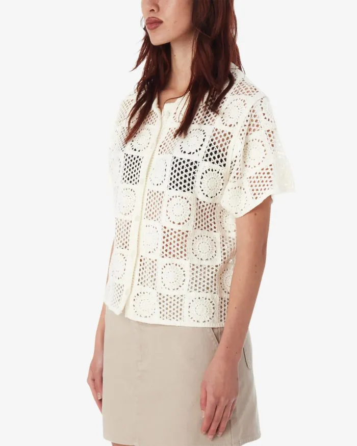 Women AGATHA CROCHET KNIT SWEATER Spring Green OBEY Clothing TOPS