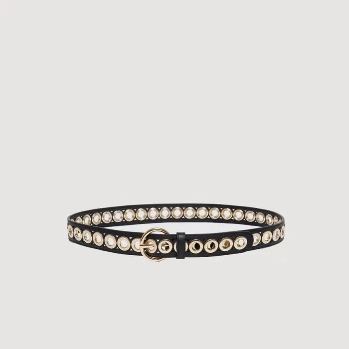 Women Belts SANDRO Belt With Round Buckle And Eyelets Black