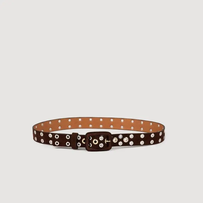 Women Belts SANDRO Eyelet Belt Brown