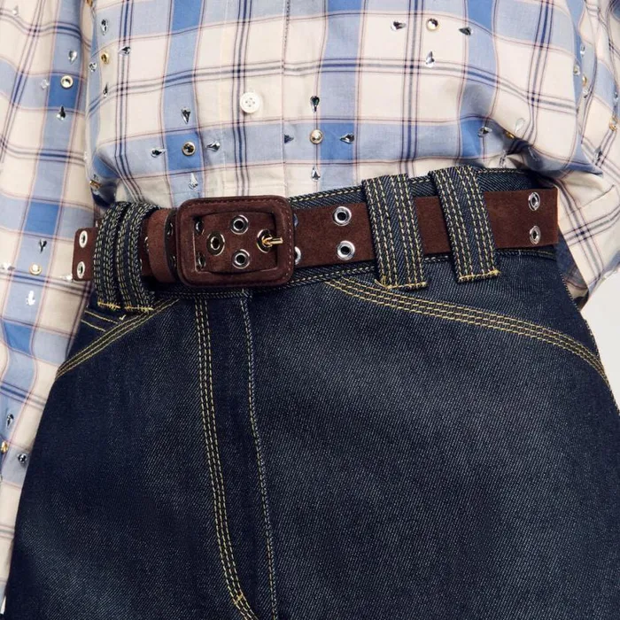 Women Belts SANDRO Eyelet Belt Brown