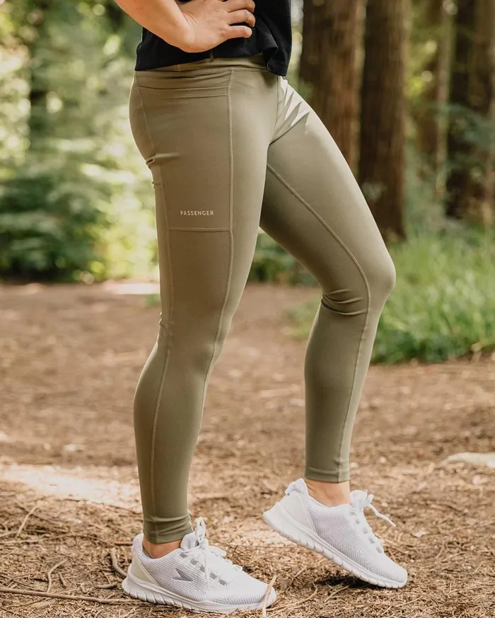 Women Bottoms Passenger Fresh Air 20 Recycled Leggings Dusty Olive Dusty Olive