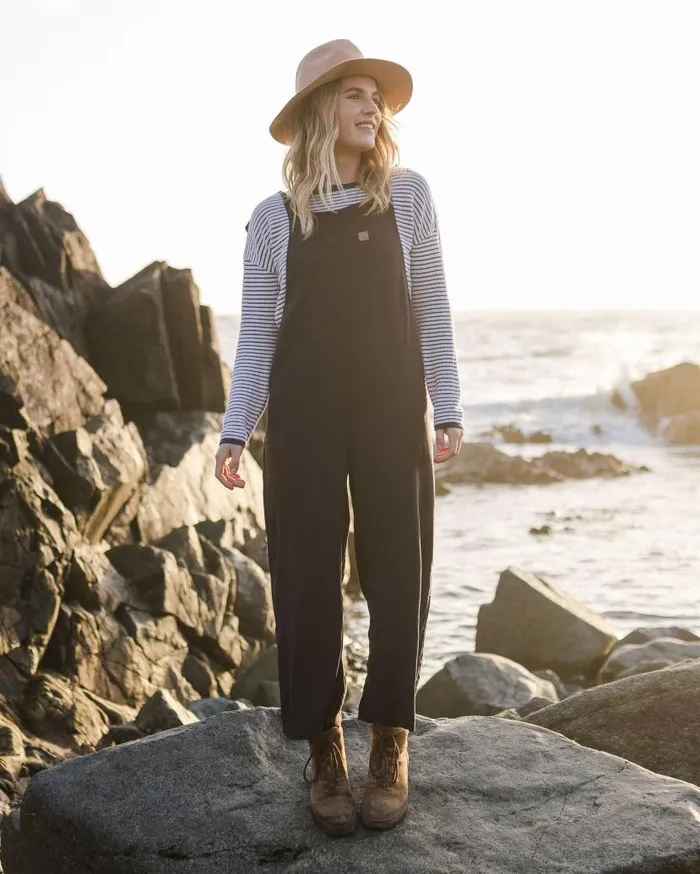 Women Bottoms Passenger Lazy Day Dungarees Faded Black Faded Black