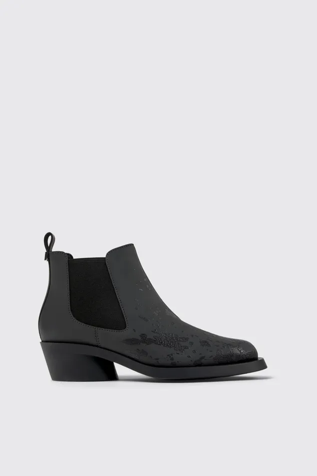 Women Camper Ankle Boots Bonnie Gray And Black Leather Ankle Boots Women Camper Ankle Boots Bonnie Gray And Black Leather Ankle Boots