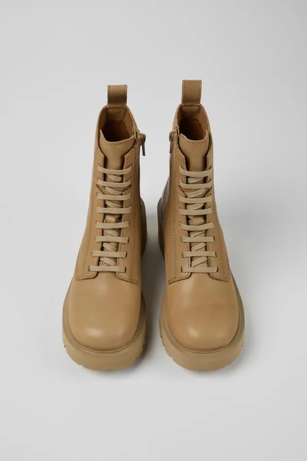 Women Camper Ankle Boots Milah Beige Laceup Boots Women Camper Ankle Boots Milah Beige Laceup Boots