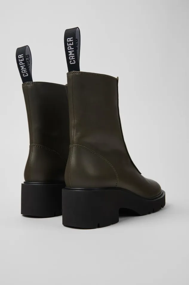 Women Camper Ankle Boots Milah Green Leather Zip Boots Women Camper Ankle Boots Milah Green Leather Zip Boots