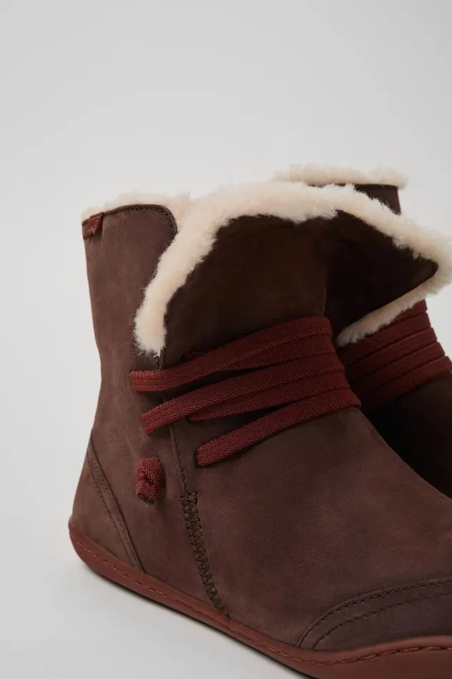 Women Camper Ankle Boots Peu Brown Nubuck Boots