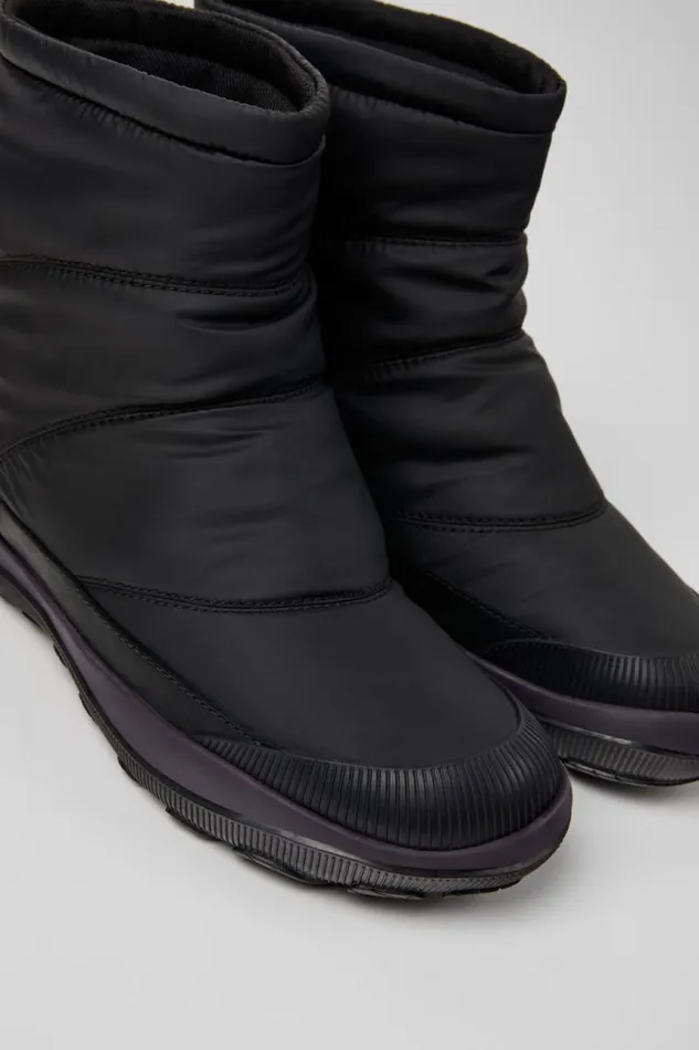 Women Camper Ankle Boots Peu Pista GORETEX Black Textile And Leather Boots
