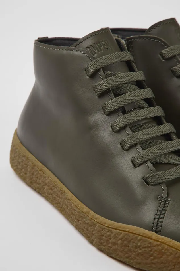 Women Camper Ankle Boots Peu Terreno HYDROSHIELD Green Leather Shoes
