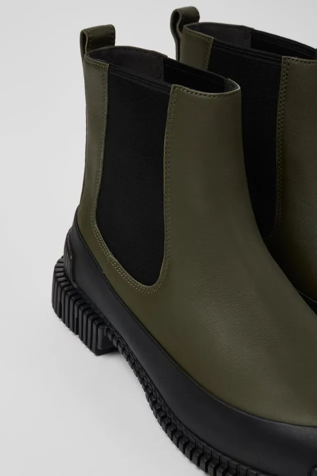 Women Camper Ankle Boots Pix Green And Black Leather Chelsea Boot