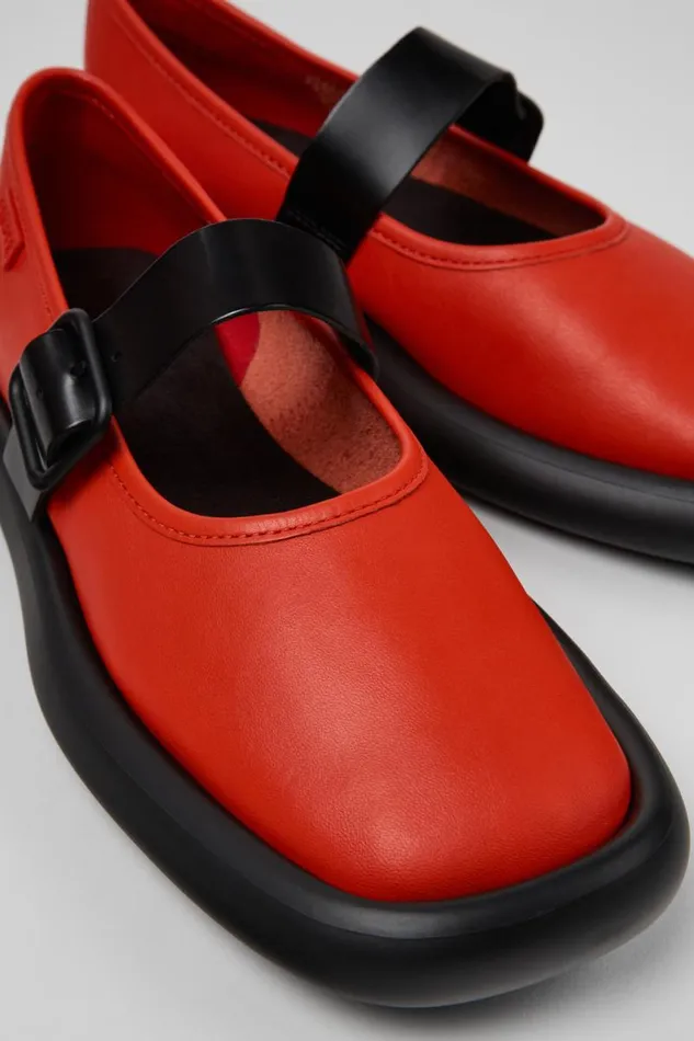 Women Camper Ballerinas Onda Red Leather Mary Jane