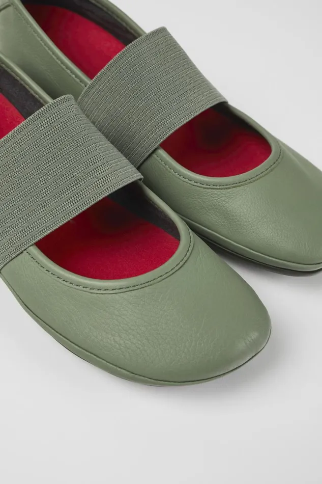 Women Camper Ballerinas Right Green Leather Ballerinas