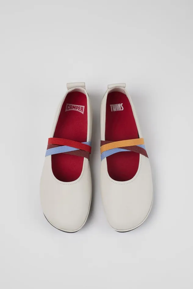 Women Camper Ballerinas Twins White Leather MoccasinsBallerinas Women Camper Ballerinas Twins White Leather MoccasinsBallerinas