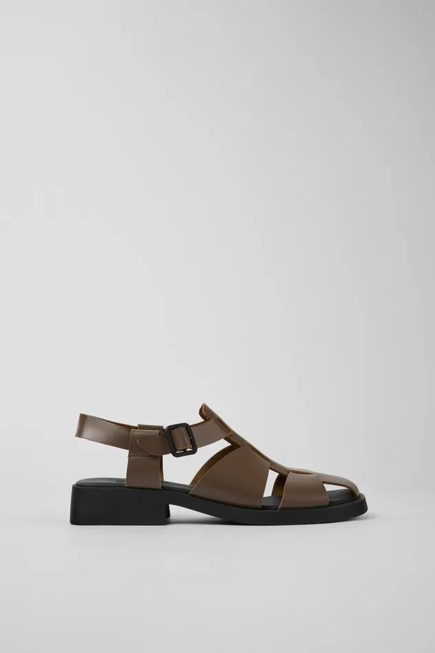 Women Camper Flat Shoes Dana Brown Leather Sandals Women Camper Flat Shoes Dana Brown Leather Sandals