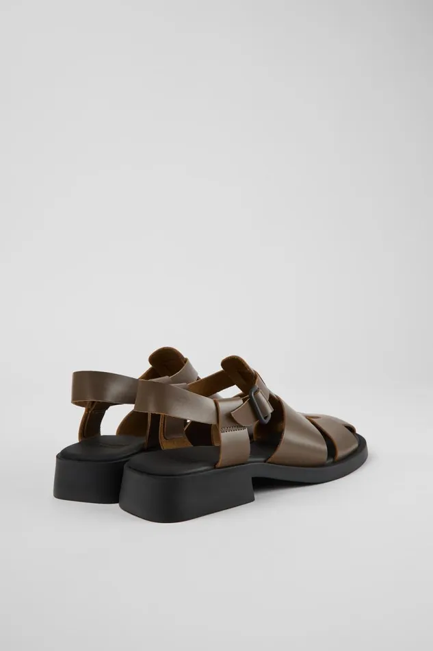 Women Camper Flat Shoes Dana Brown Leather Sandals Women Camper Flat Shoes Dana Brown Leather Sandals