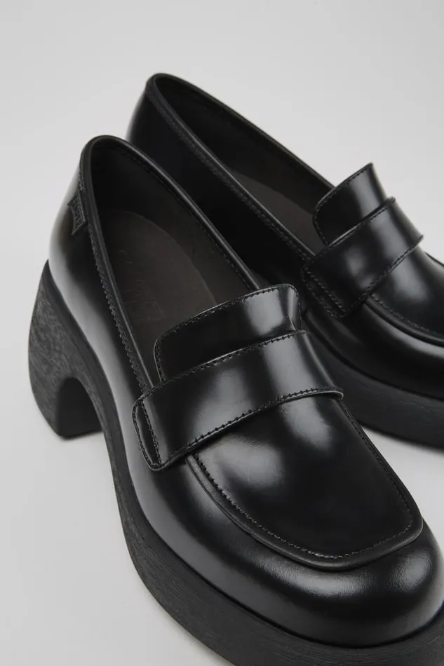 Women Camper Formal Shoes Thelma Black Leather Loafer