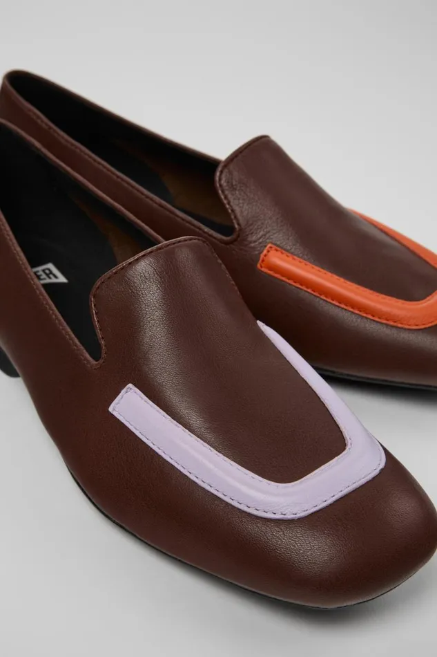 Women Camper Formal Shoes Twins Brown Leather Ballerinas
