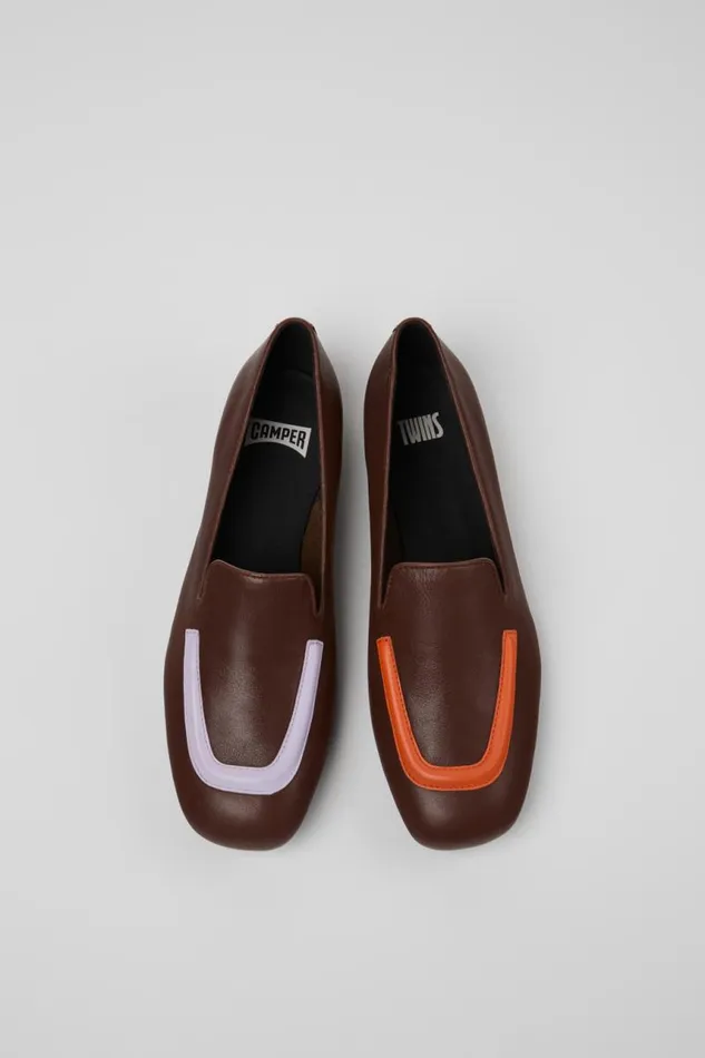 Women Camper Formal Shoes Twins Brown Leather Ballerinas Women Camper Formal Shoes Twins Brown Leather Ballerinas