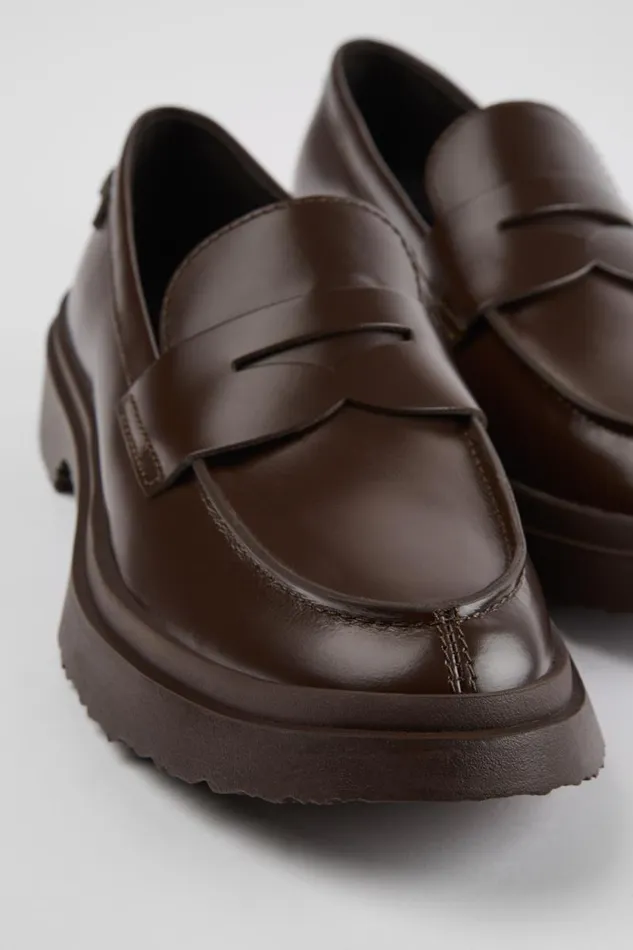 Women Camper Formal Shoes Walden Brown Leather Loafers