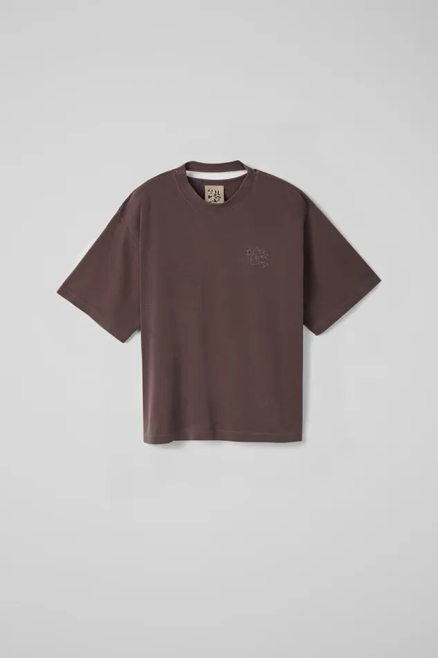 Women Camper Jersey TShirt Dusty Brown Organic Cotton TShirt