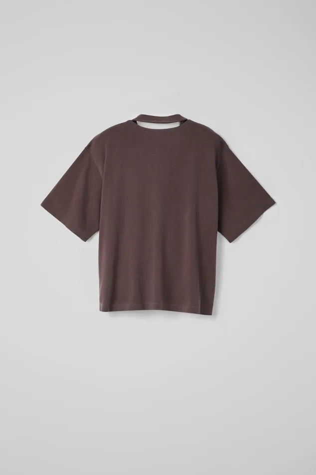 Women Camper Jersey TShirt Dusty Brown Organic Cotton TShirt
