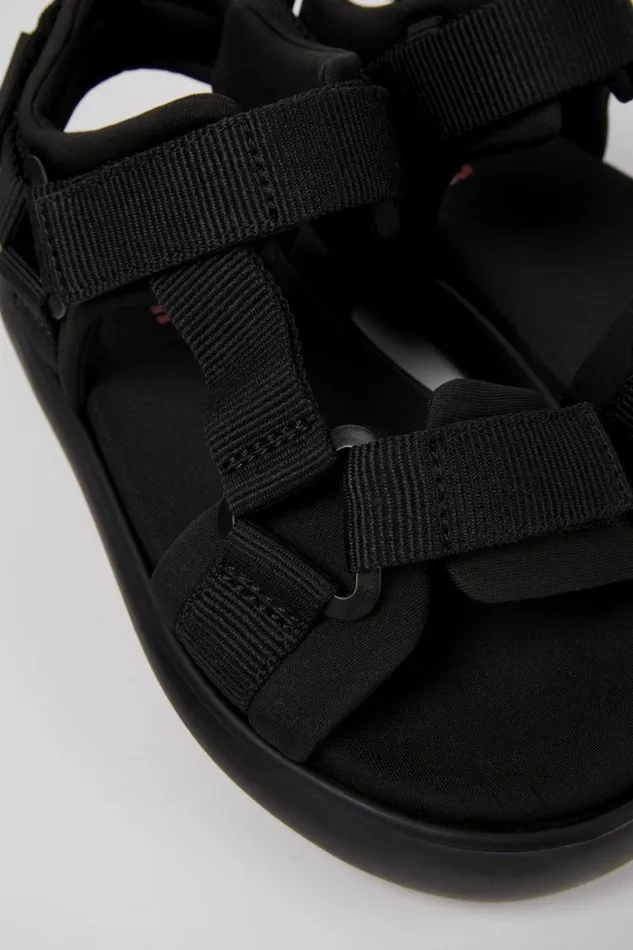 Women Camper Non Leather Shoes Pelotas Flota Black Textile Sandal