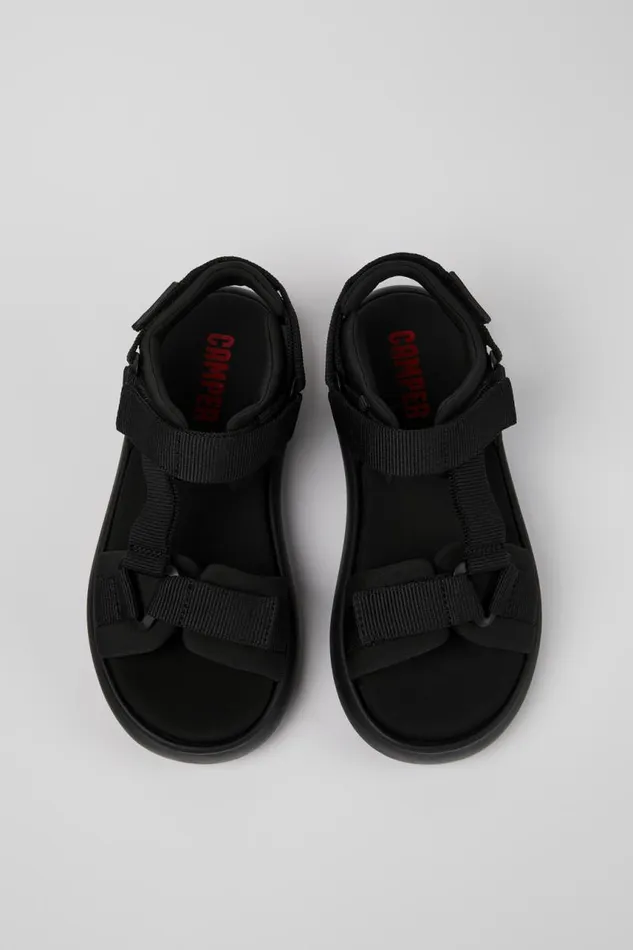 Women Camper Non Leather Shoes Pelotas Flota Black Textile Sandal Women Camper Non Leather Shoes Pelotas Flota Black Textile Sandal