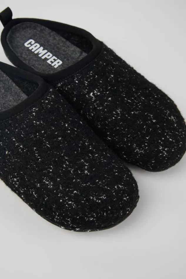 Women Camper Non Leather Shoes Wabi Black And White Slippers