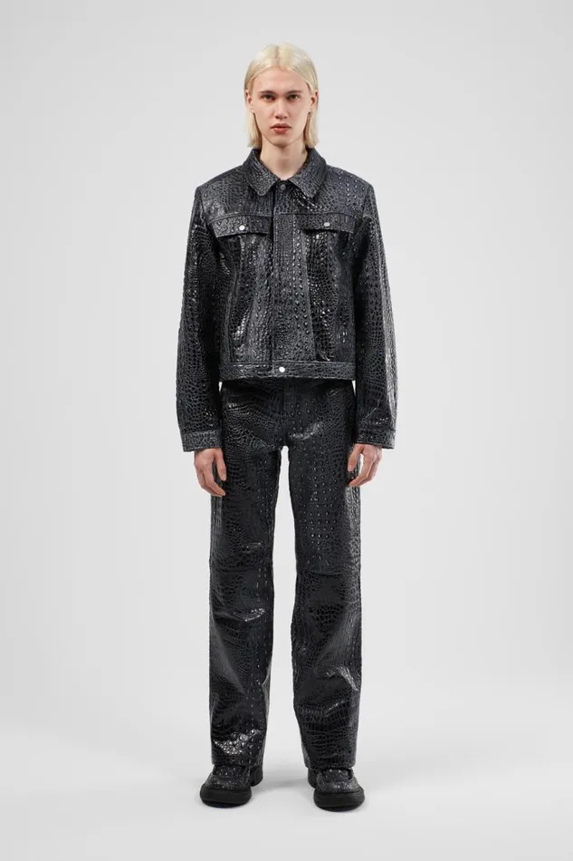 Women Camper TrousersandShorts Leather Pants Dark Gray Leather Trousers